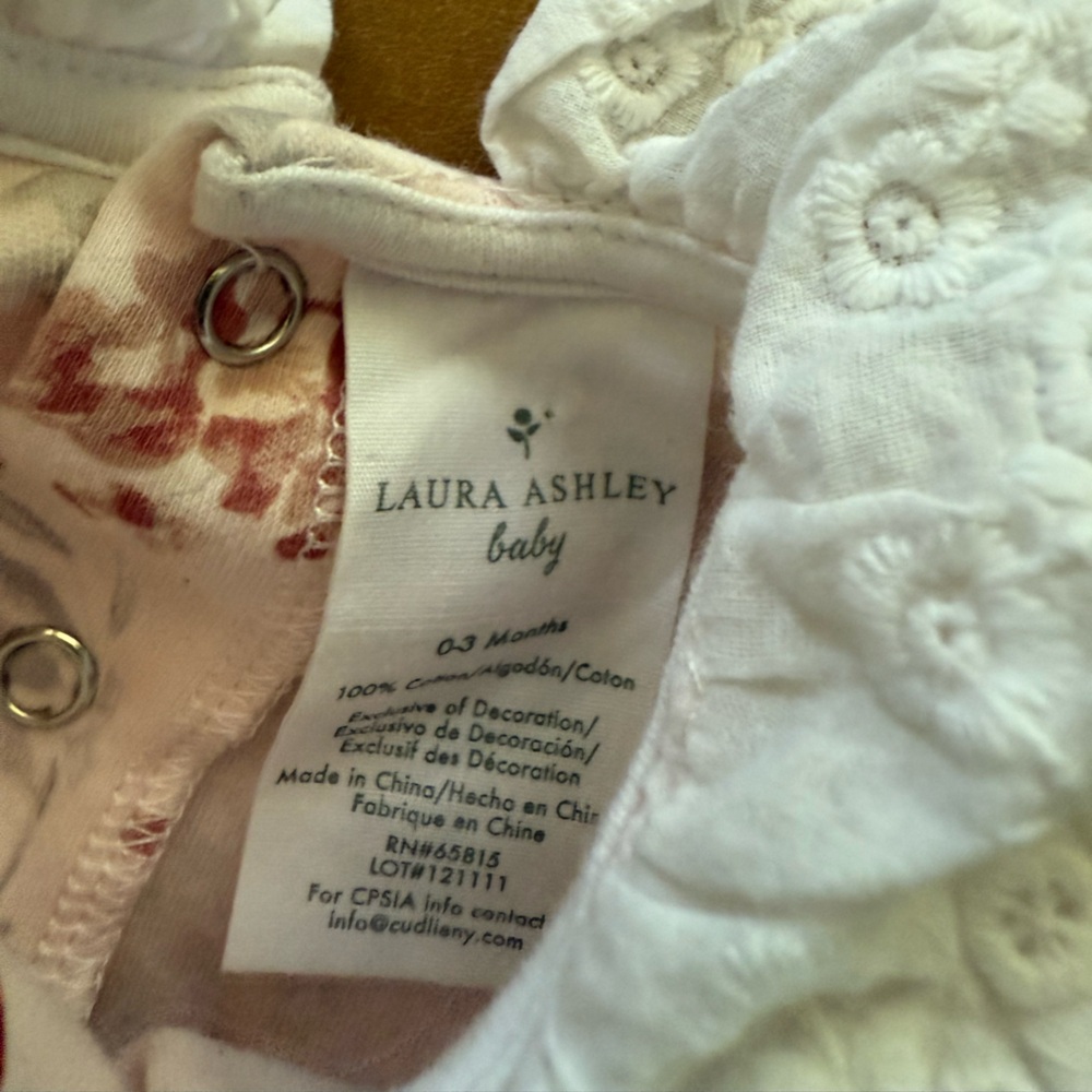 Laura Ashley White Floral Eyelet Romper - Picture 3 of 3